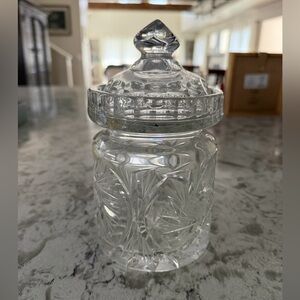 Beautiful Vintage Lead Crystal Glass Jar With Lid